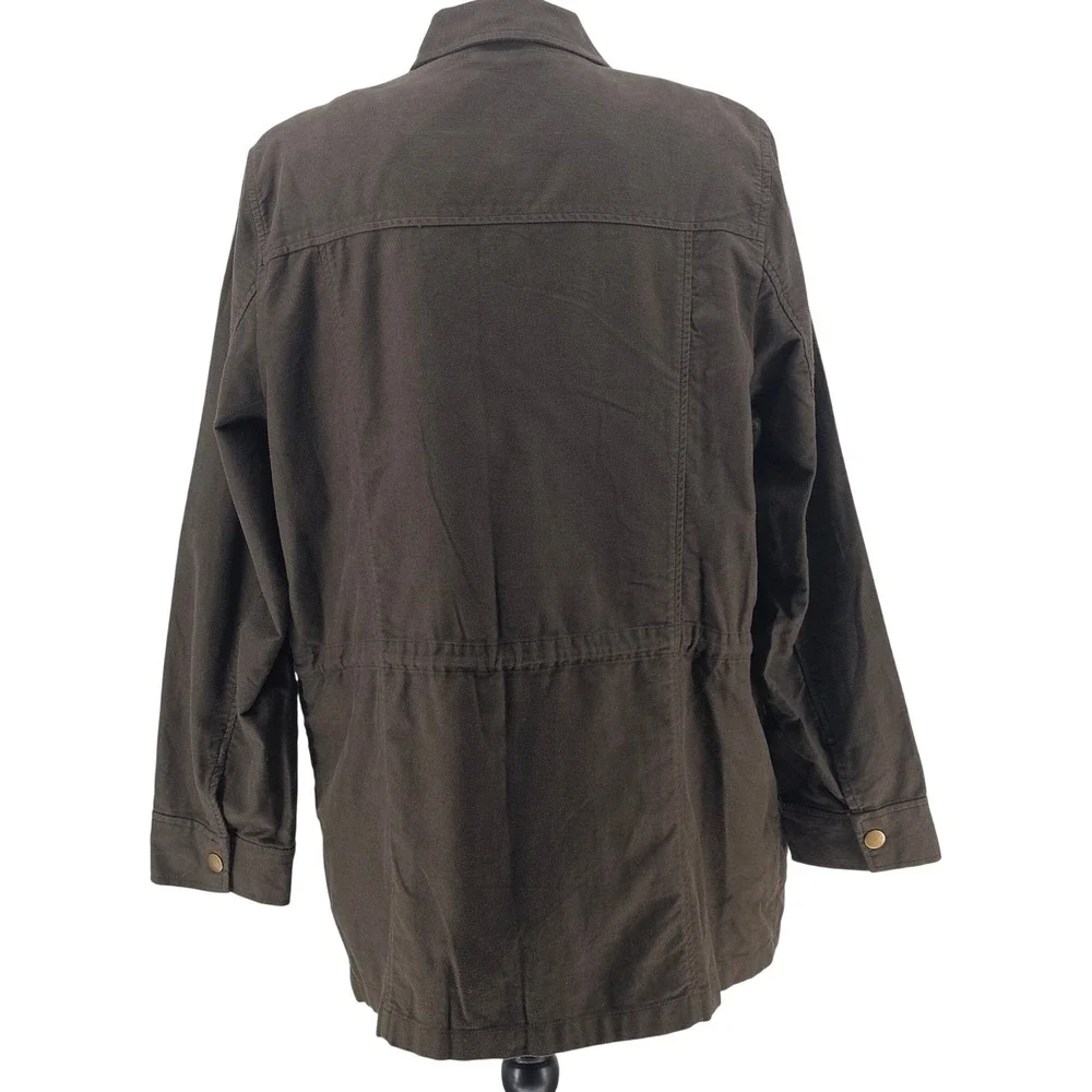J. Jill Field Jacket XL Brown Removable Quilted Lining Utility Outdoor Barn Coat